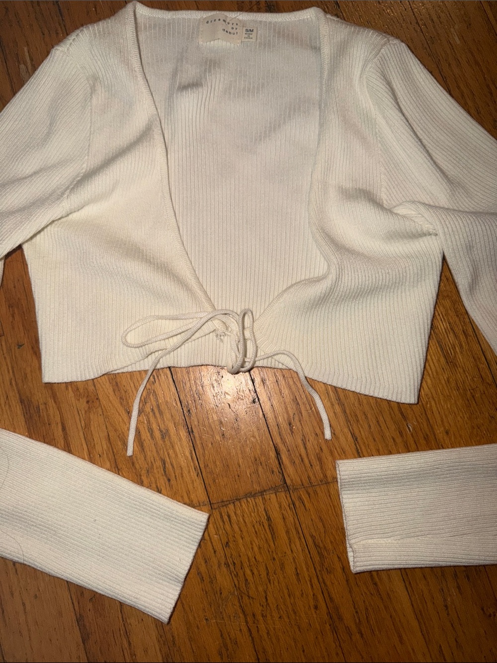 Y2K Ribbed Tie-Front Cropped Cardigan - Picture 4 of 6